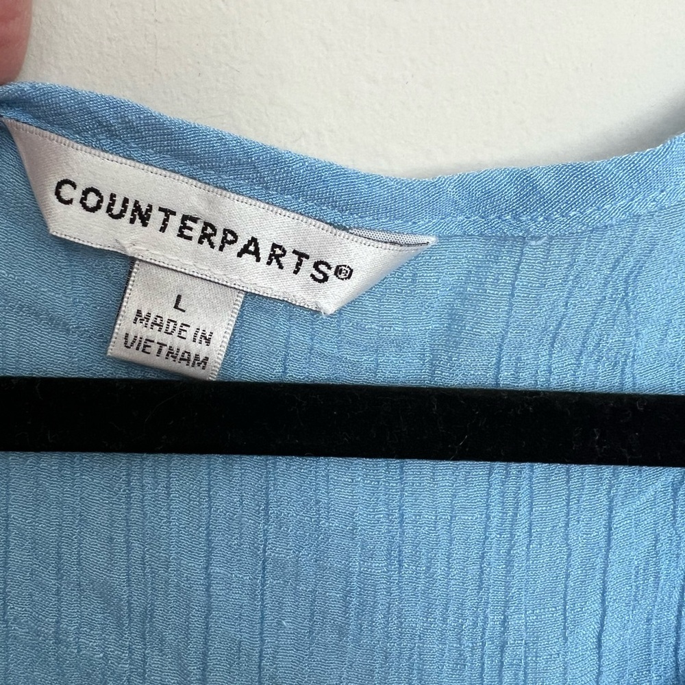 Counterparts Light Blue Ruffled Blouse Size L - Picture 3 of 4